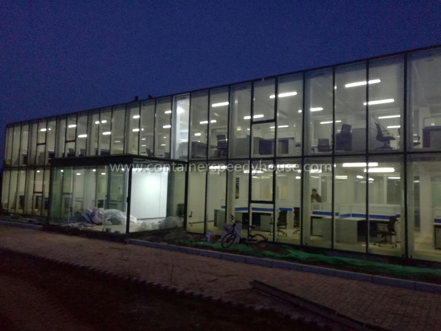Office building with glass wall