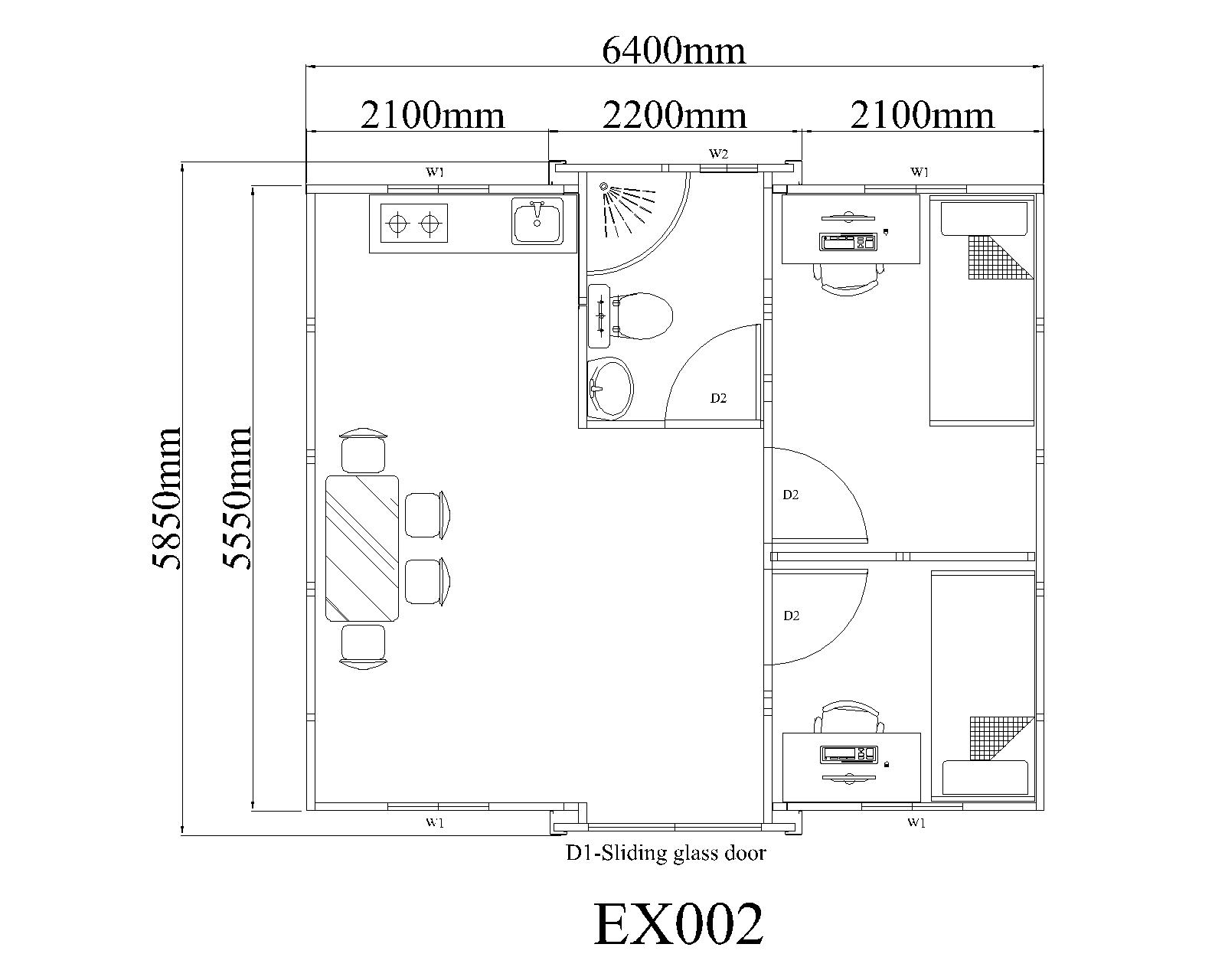 Drawing for 20ft expandable container house