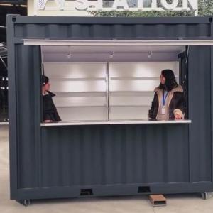 Shipping container shop with open up sales window